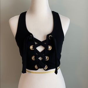 by the way. Black Cropped Lace Up Tank Size S